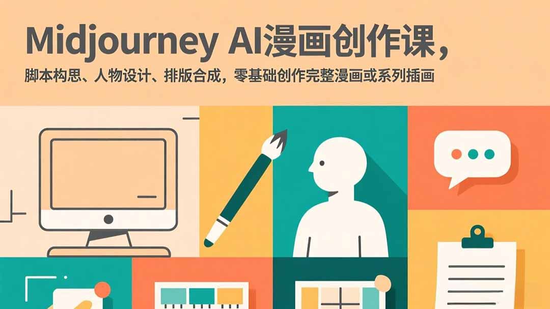 Midjourney AI漫画创作课，脚本构思、人物设计、排版合成，零基础创作完整漫画或系列插画-网创项目总站
