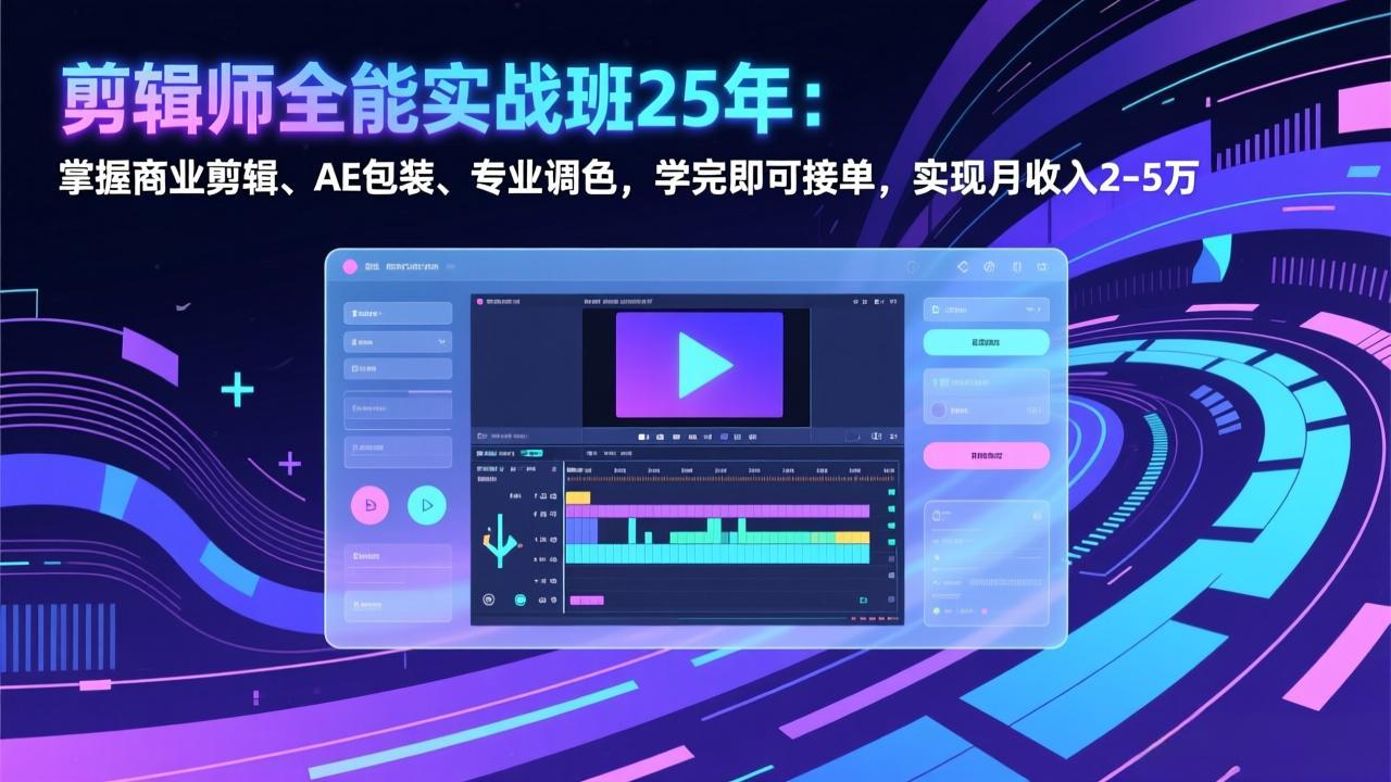 剪辑师全能实战班25年:掌握商业剪辑、AE包装、专业调色,学完即可接单,实现月收入2-5万-网创项目总站