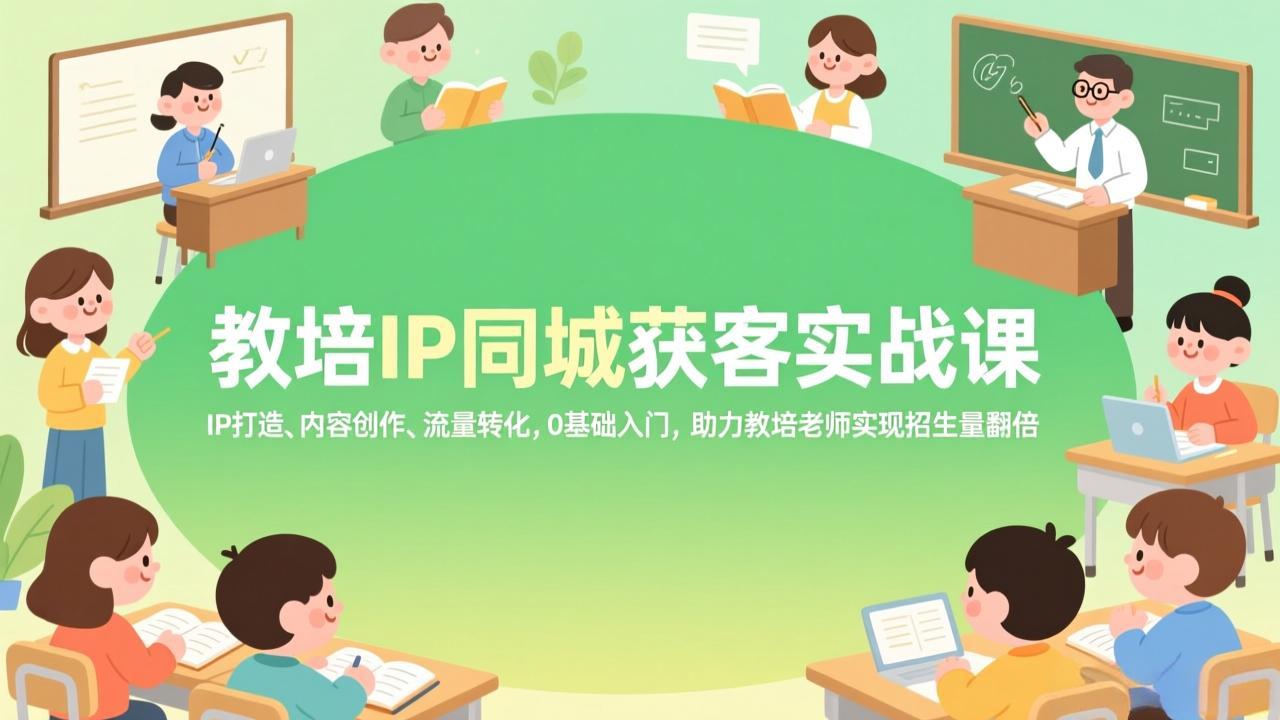 教培IP同城获客实战课，IP打造、内容创作、流量转化，0基础入门，助力教培老师实现招生量翻倍-网创项目总站