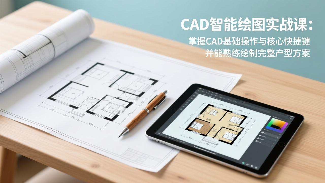 CAD智能绘图实战课:掌握CAD基础操作与核心快捷键,并能熟练绘制完整户型方案-网创项目总站