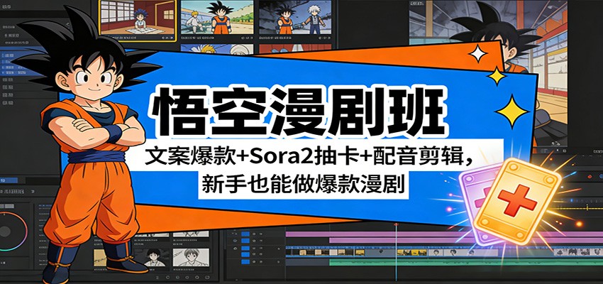 悟空漫剧班：文案爆款+Sora2抽卡+配音剪辑，新手也能做爆款漫剧-网创项目总站