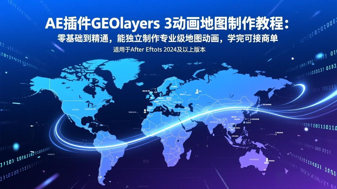 AE插件GEOlayers 3动画地图制作教程：零基础到精通，能独立制作专业级地图动画，学完可接商单-网创项目总站