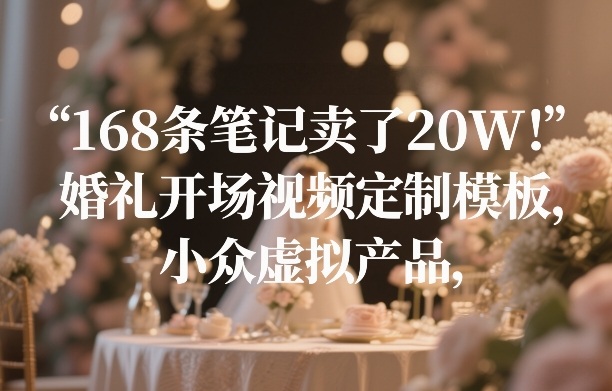 168条笔记卖了20W！婚礼开场视频定制模板，小众虚拟产品-网创项目总站