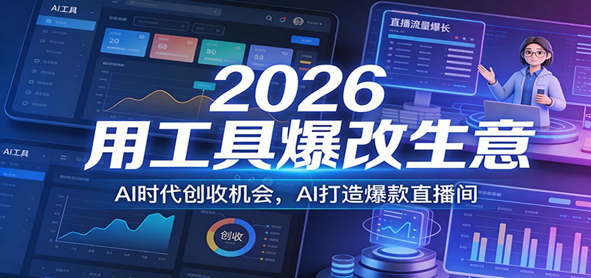 2026用工具爆改生意，AI时代创收机会，AI打造爆款直播间-网创项目总站