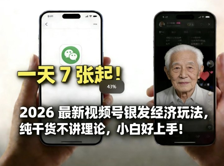 2026最新视频号银发经济玩法，轻松每天7张起，小白也可做-网创项目总站
