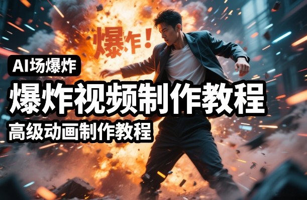 AI场景爆炸视频制作教程，利用人物实拍视频制作出高级的动画特效-网创项目总站