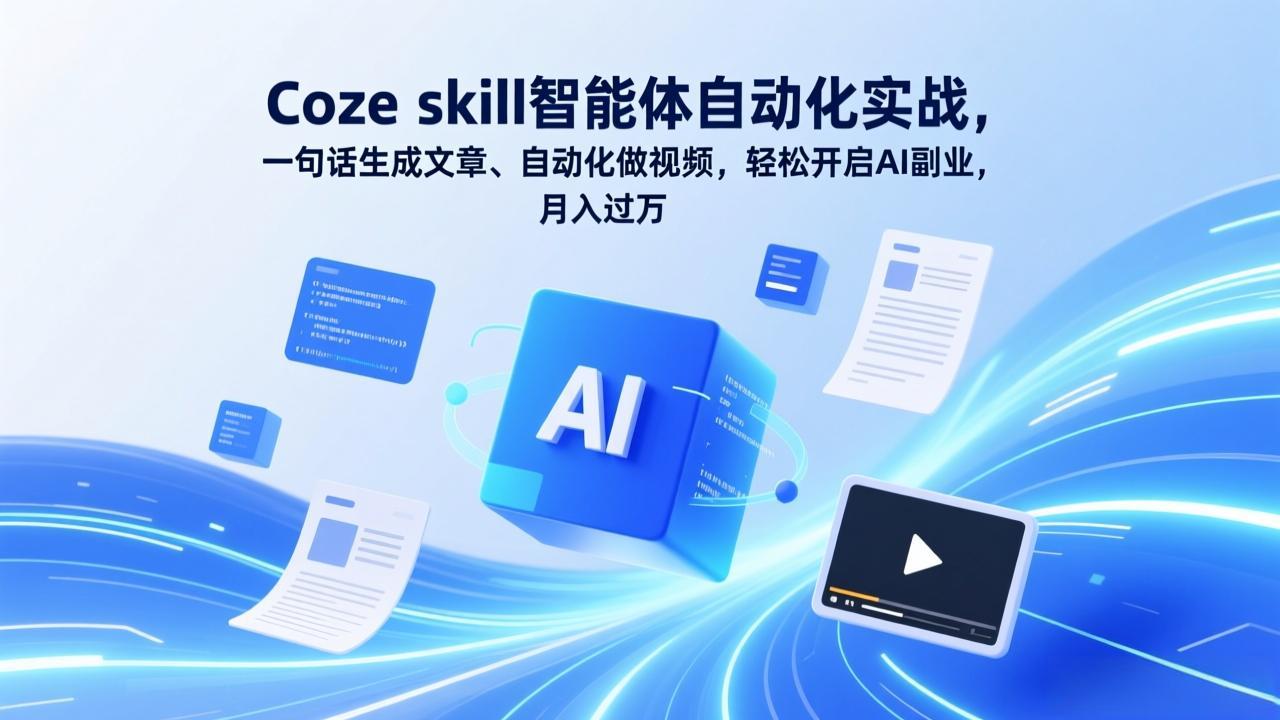 Coze skill智能体自动化实战，一句话生成文章、自动化做视频，轻松开启AI副业，月入过万-网创项目总站