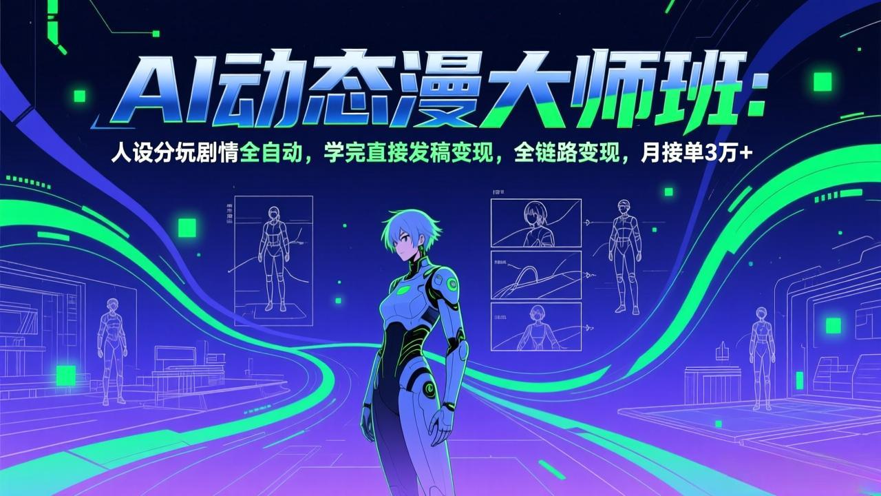 AI动态漫剧大师班：人设分镜剧情全自动，学完直接发稿变现，全链路变现，月接单3万+-网创项目总站