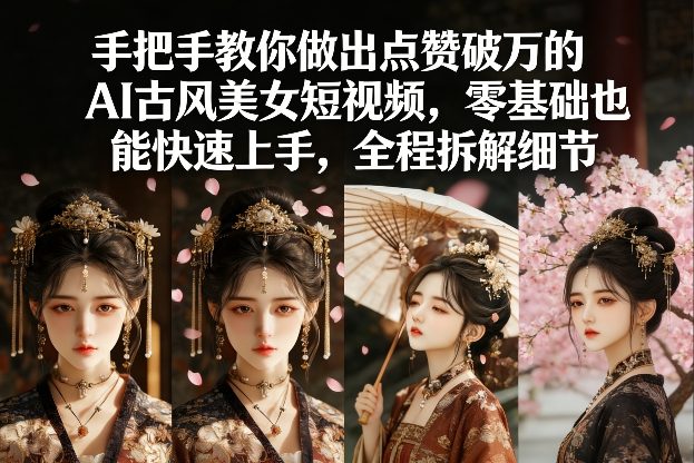 手把手教你做出点赞破万的AI古风美女短视频，零基础也能快速上手，全程拆解细节-网创项目总站