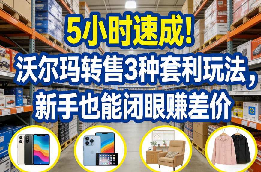 5小时速成！沃尔玛转售3种套利玩法，新手也能闭眼賺差价-网创项目总站