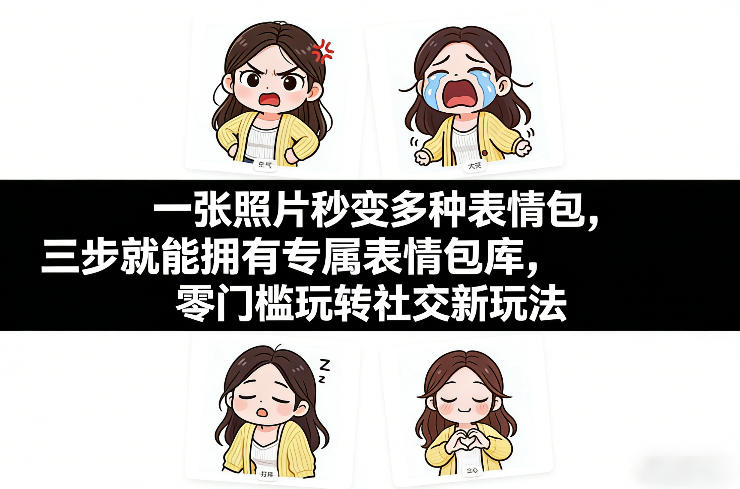 一张照片秒变多种表情包，三步就能拥有专属表情包库，零门槛玩转社交新玩法【文档】-网创项目总站