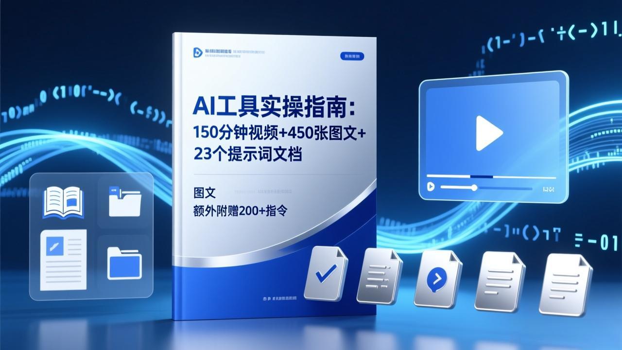 AI工具实操指南：150分钟视频+450张图文+23个提示词文档，额外附赠200+指令-网创项目总站