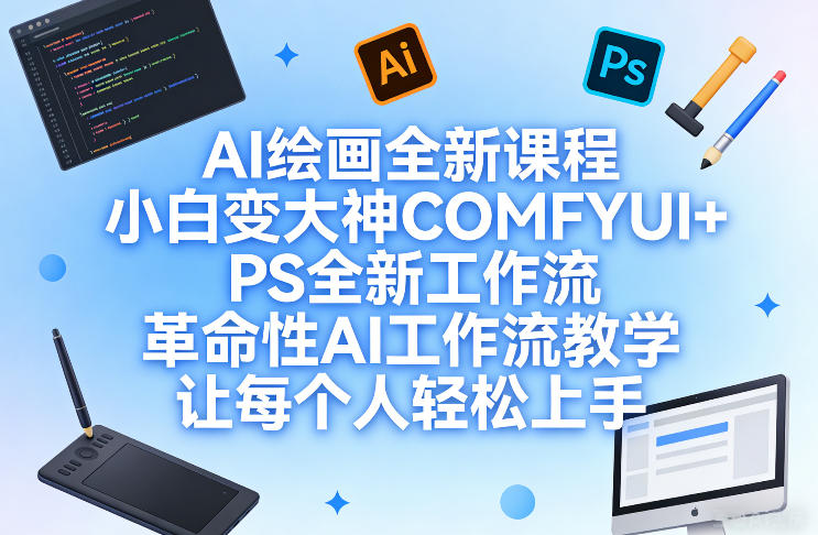 AI绘画全新课程，小白变大神COMFYUI+PS全新工作流，革命性AI工作流教学，让每个人轻松上手-网创项目总站