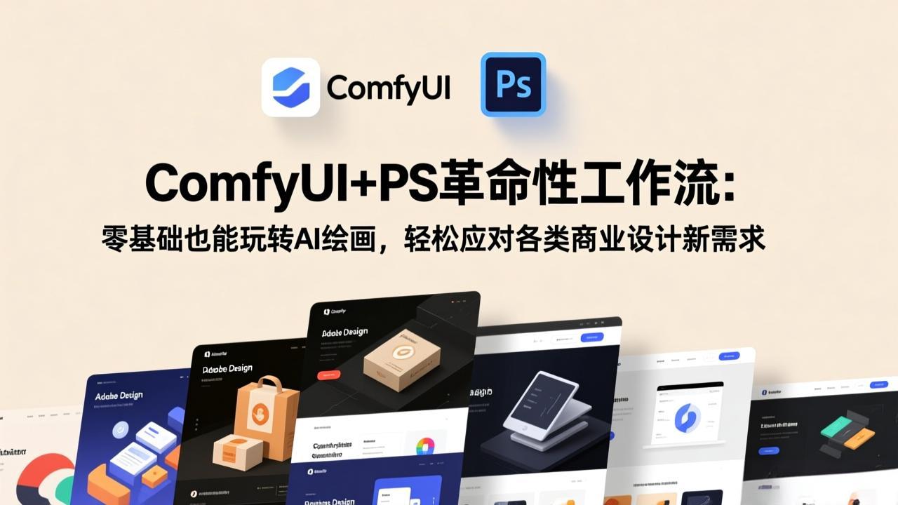 ComfyUI+PS革命性工作流：零基础也能玩转AI绘画，轻松应对各类商业设计新需求-网创项目总站