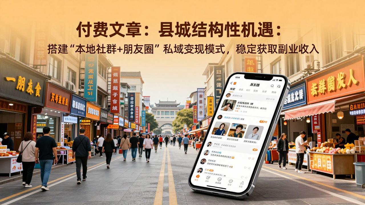 付费文章：县城结构性机遇：搭建“本地社群+朋友圈”私域变现模式，稳定获取副业收入-网创项目总站