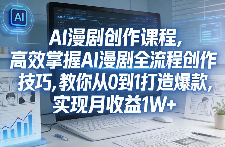 某社群AI漫剧创作课程，高效掌握AI漫剧全流程创作技巧，教你从0到1打造爆款，实现月收益1W+-网创项目总站