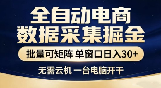 独家电商数据全自动采集项目，批量可矩阵，单窗口轻松日入3张+【揭秘】-网创项目总站