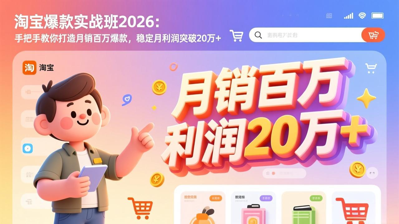 淘宝爆款实战班-2026年3月更新:手把手教你打造月销百万爆款,稳定月利润突破20万+-网创项目总站
