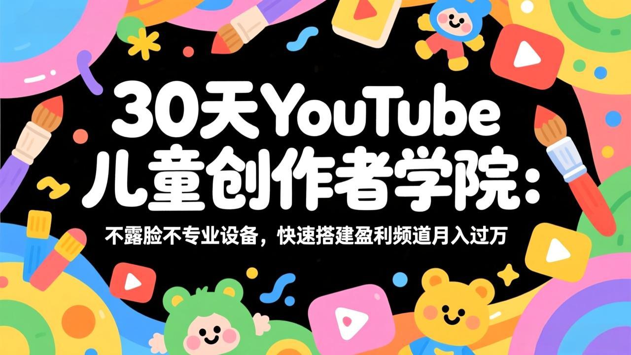 30天YouTube儿童创作者学院:不露脸不专业设备,快速搭建盈利频道月入过万-网创项目总站