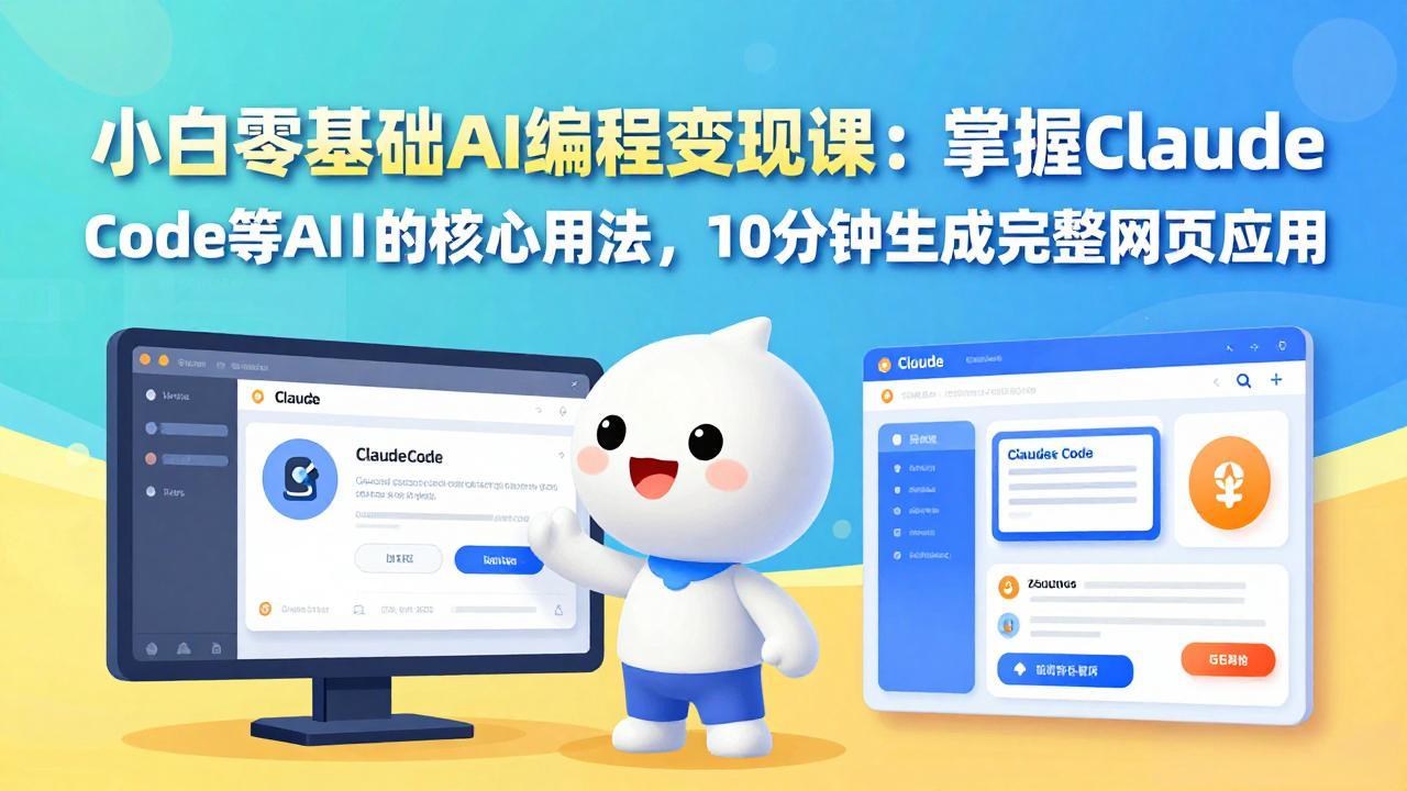 小白零基础AI编程变现课：掌握Claude Code等AI工具的核心用法，10分钟生成完整网页应用-网创项目总站