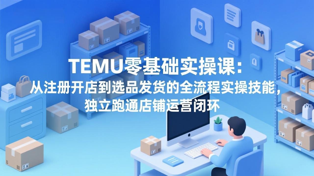 TEMU零基础实操课:从注册开店到选品发货的全流程实操技能,独立跑通店铺运营闭环-网创项目总站