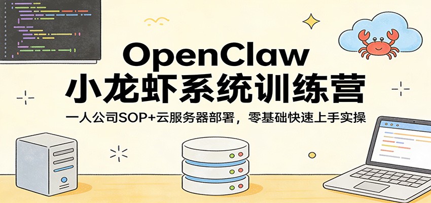 OpenClaw小龙虾系统训练营：一人公司SOP，云服务器部署，零基础快速上手实操-网创项目总站