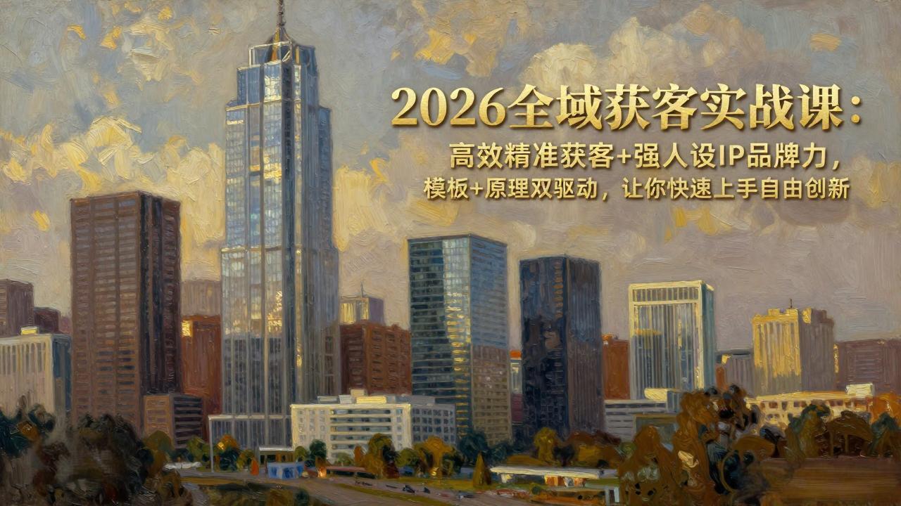 2026全域获客实战课：高效精准获客+强人设IP品牌力，模板+原理双驱动，让你快速上手自由创新-网创项目总站