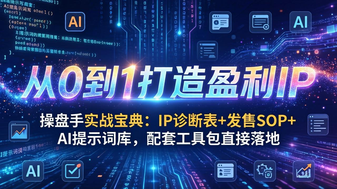 操盘手实战宝典：IP诊断表+发售SOP+AI提示词库，配套工具包直接落地，从0到1打造盈利IP-网创项目总站