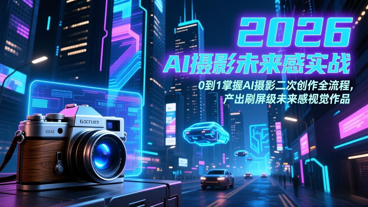 2026 AI摄影未来感实战：0到1掌握AI摄影二次创作全流程，产出刷屏级未来感视觉作品-网创项目总站