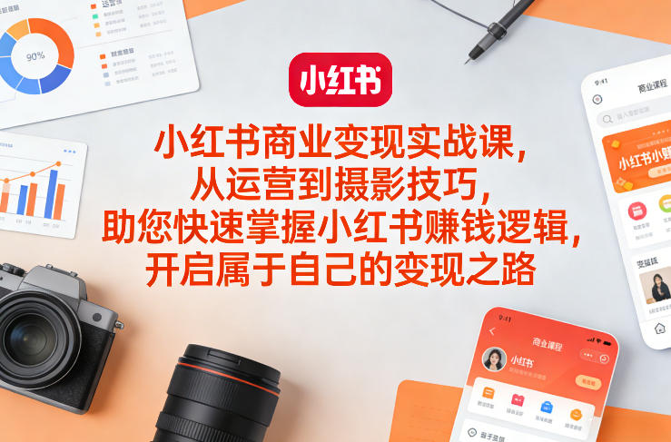 小红书商业变现实战课,从运营到摄影技巧,助您快速掌握小红书賺钱逻辑,开启属于自己的变现之路-网创项目总站