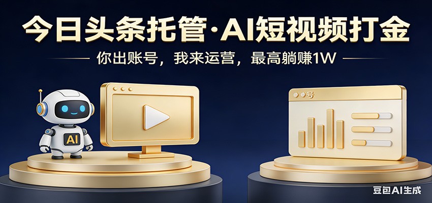 头条号AI托管，我提供作品，你提供账号，每天5分钟发布，小白躺赚3000+-网创项目总站