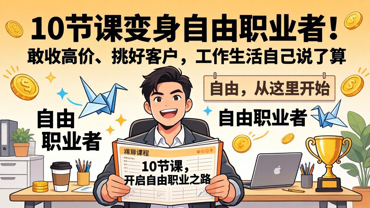 10 节课变身自由职业者！敢收高价、挑好客户，工作生活自己说了算-网创项目总站