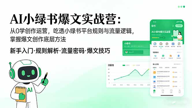 AI 小绿书爆文实战营:从0学创作运营,吃透小绿书平台规则与流量逻辑,掌握爆文创作底层方法-网创项目总站