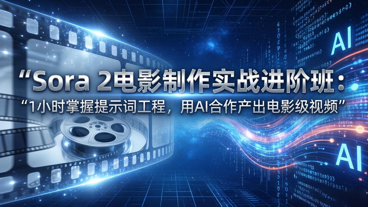 Sora 2电影制作实战进阶班:1小时掌握提示词工程,用AI合作产出电影级视频-网创项目总站