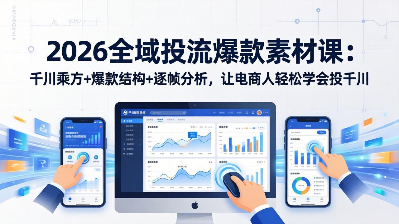 2026全域投流爆款素材课：千川乘方+爆款结构+逐帧分析，让电商人轻松学会投千川-网创项目总站