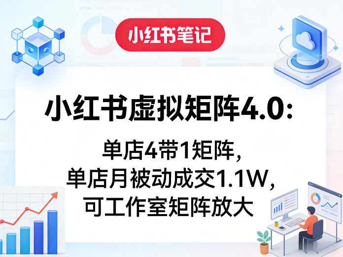 小红书虚拟矩阵4.0：单店4带1矩阵，单店月被动成交1.1W，可工作室矩阵放大-网创项目总站