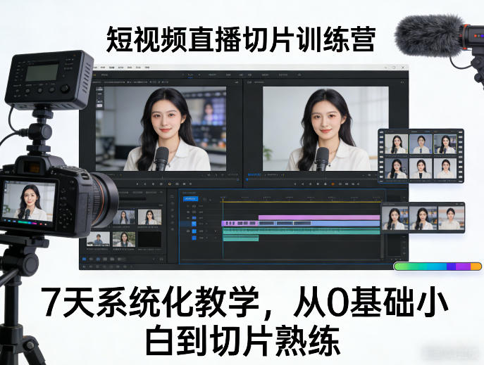 短视频直播切片训练营,7天系统化教学,从0基础小白到切片熟练-网创项目总站