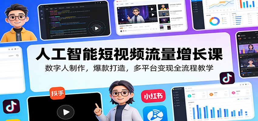 人工智能短视频流量增长课:数字人制作,爆款打造,多平台变现全流程教学-网创项目总站