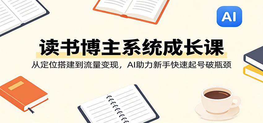 读书博主系统成长课：从定位搭建到流量变现，AI助力新手快速起号破瓶颈-网创项目总站