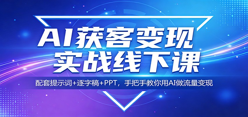 AI获客变现实战线下课：配套提示词+逐字稿+PPT，手把手教你用AI做流量变现-网创项目总站