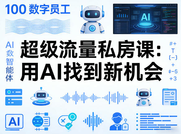 你的AI数字员工100个智能体，超级流量私房课，用AI找到新机会-网创项目总站