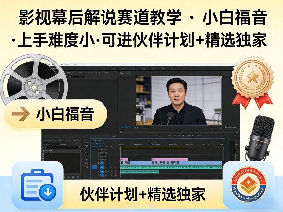 某大佬的影视幕后解说赛道教学,小白福音,上手难度小,可进伙伴计划+精选独家-网创项目总站