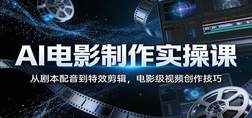 AI电影制作实操课：从剧本配音到特效剪辑，电影级视频创作技巧-网创项目总站