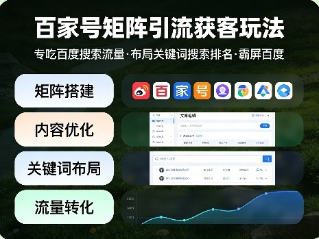 百家号矩阵引流获客玩法，专吃百度搜索流量，布局关键词搜索排名，霸屏百度-网创项目总站