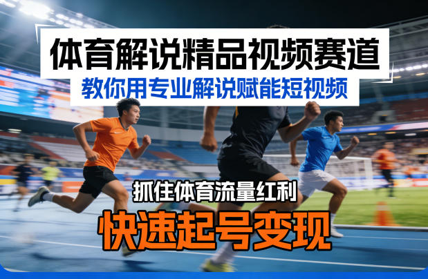 体育解说精品视频赛道，教你用专业解说赋能短视频，抓住体育流量红利，快速起号变现-网创项目总站