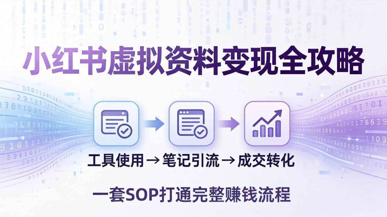 小红书虚拟资料变现全攻略：从工具使用到笔记引流成交，一套 SOP 打通完整赚钱流程-网创项目总站