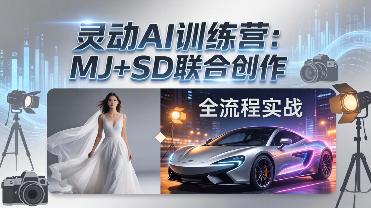 灵动AI训练营-3.0课程：MJ+SD联合创作，从婚纱大片到汽车广告，摄影后期全流程实战-网创项目总站