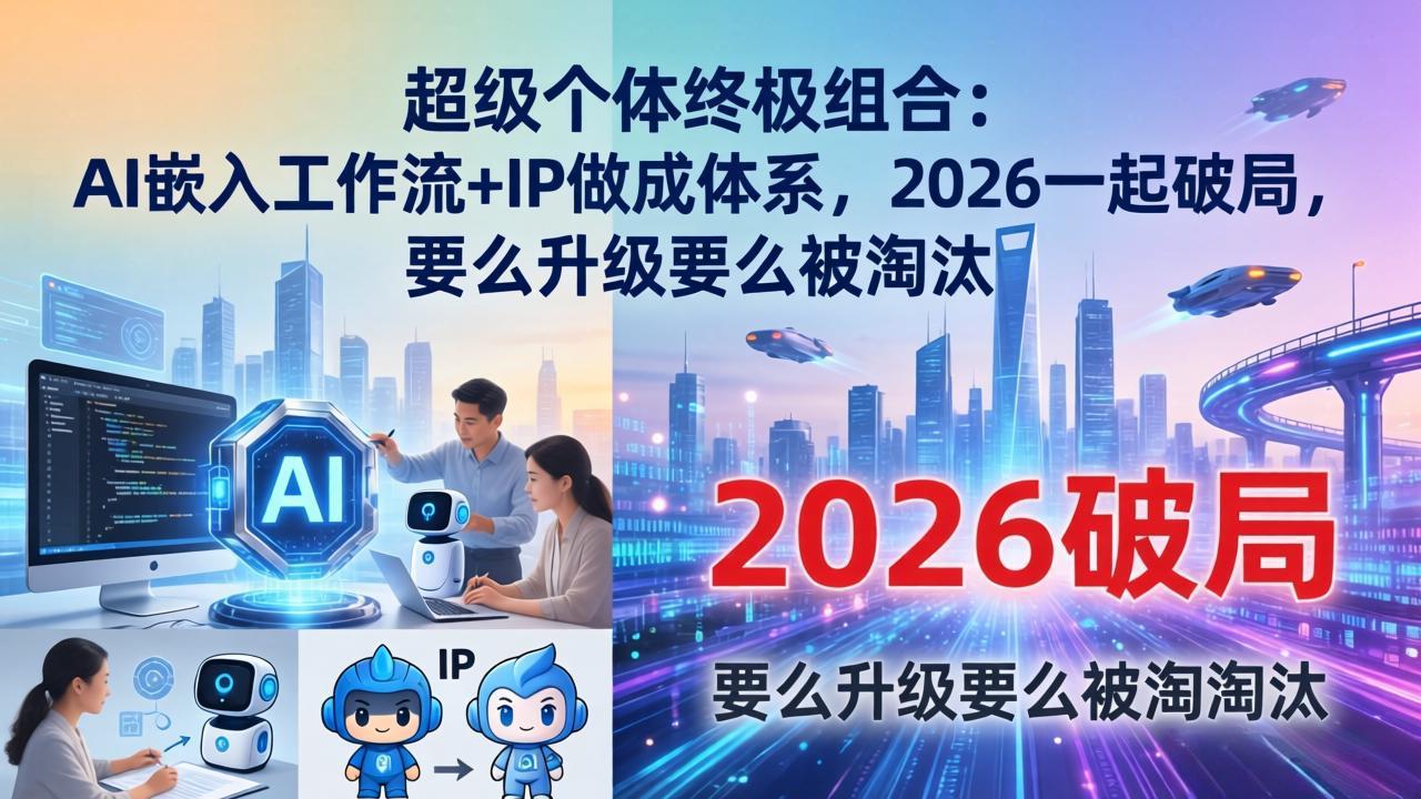 超级个体终极组合：AI嵌入工作流+IP做成体系，2026一起破局，要么升级要么被淘汰-网创项目总站