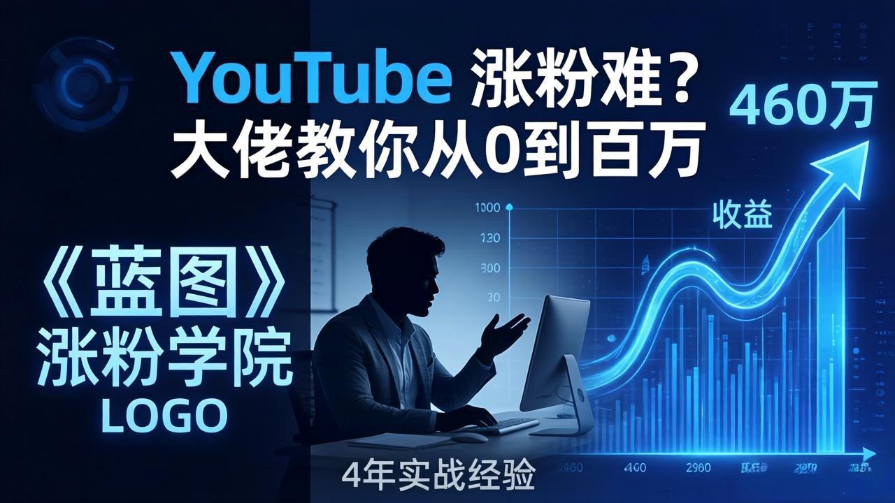YouTube 涨粉难?《蓝图涨粉学院》:4 年赚 460 万的大佬教策略,从0到百万有路径!-网创项目总站