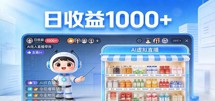 不用露脸不用说话,24小时自动卖货赚钱,全天自动直播,收益看得见-网创项目总站